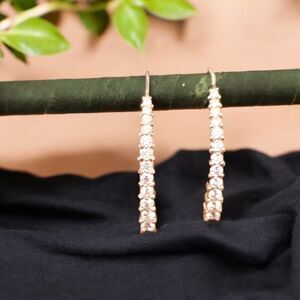 JCM Sterling Silver Earrings Cubic Zirconia French Hook Linear Dangle